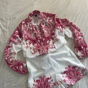 Shein Floral Print Drop Shoulder Shirt and Shorts size L